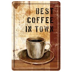 Placa metalica - Best Coffee in Town - 10x14 cm